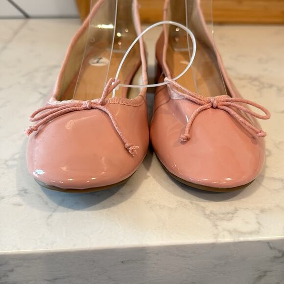 Topshop pink  bow tie mid block heel round toe faux patent leather office size 7 - Picture 2 of 11